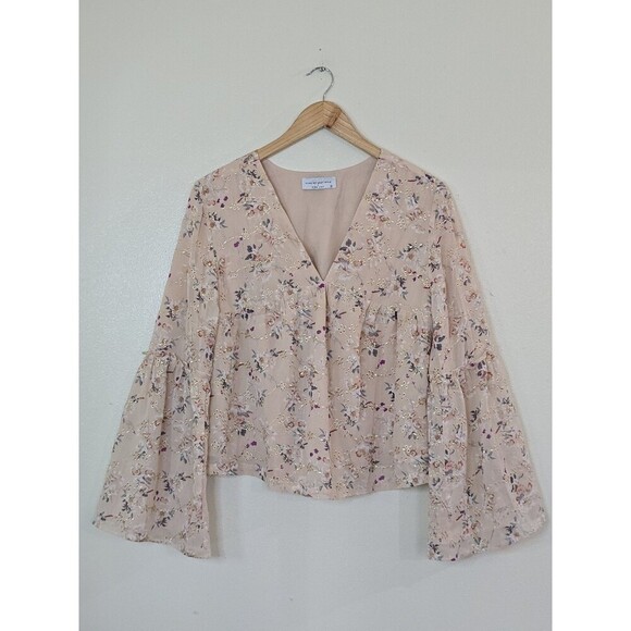 Living My Best Style X Pink Lily Babydoll Blouse Womens Size Small Bell Sleeve - Picture 1 of 10